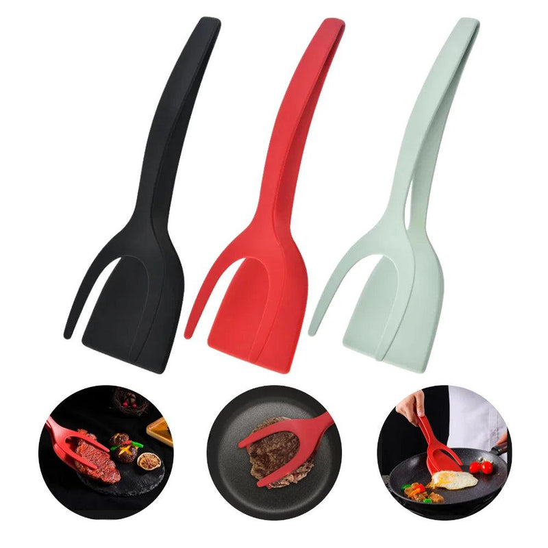 2 In 1 Grip Flip Tongs Eggs Tongs French Toast Pancake Egg Clamp Omelet Turners Cooking Tongs Gadgets Kitchen Accessories - ComprasOne